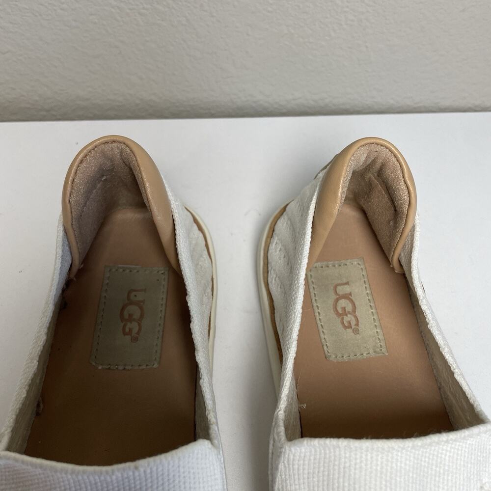 UGG Shoes 7.5 Womens White Sammy Chevron Slip On Sneaker Loafer Casual 1102560 - Picture 6 of 10